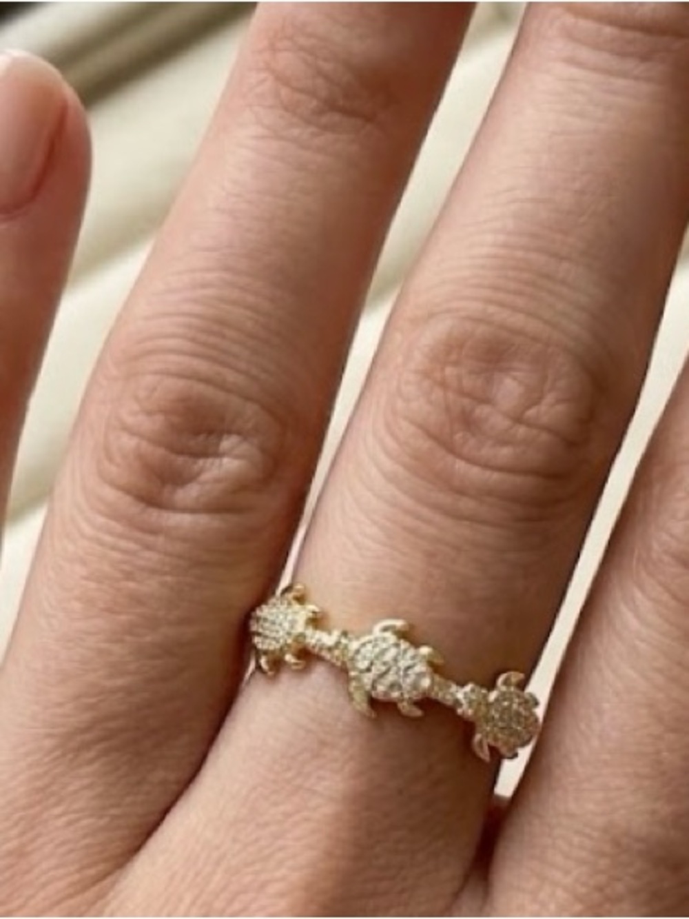 Delicate Gold Turtle Band Ring